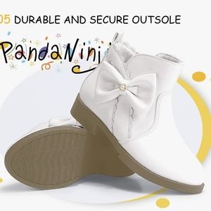 PANDANINJIA Toddler/Little Kid Girl's Clara Fashion Short Ankle Boots Pearls Bow